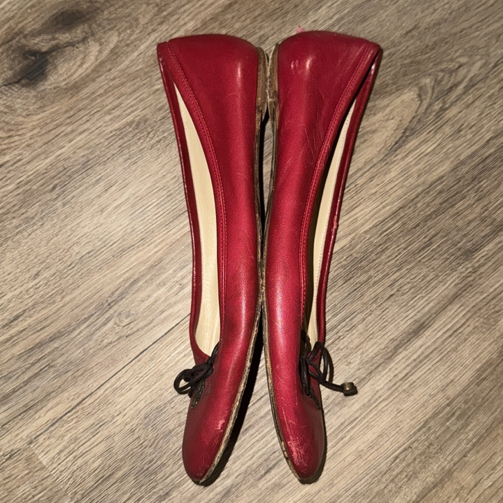 Burberry Red Leather Bow Charm Red Ballet Shoe Women Flats size-8 - Picture 4 of 8